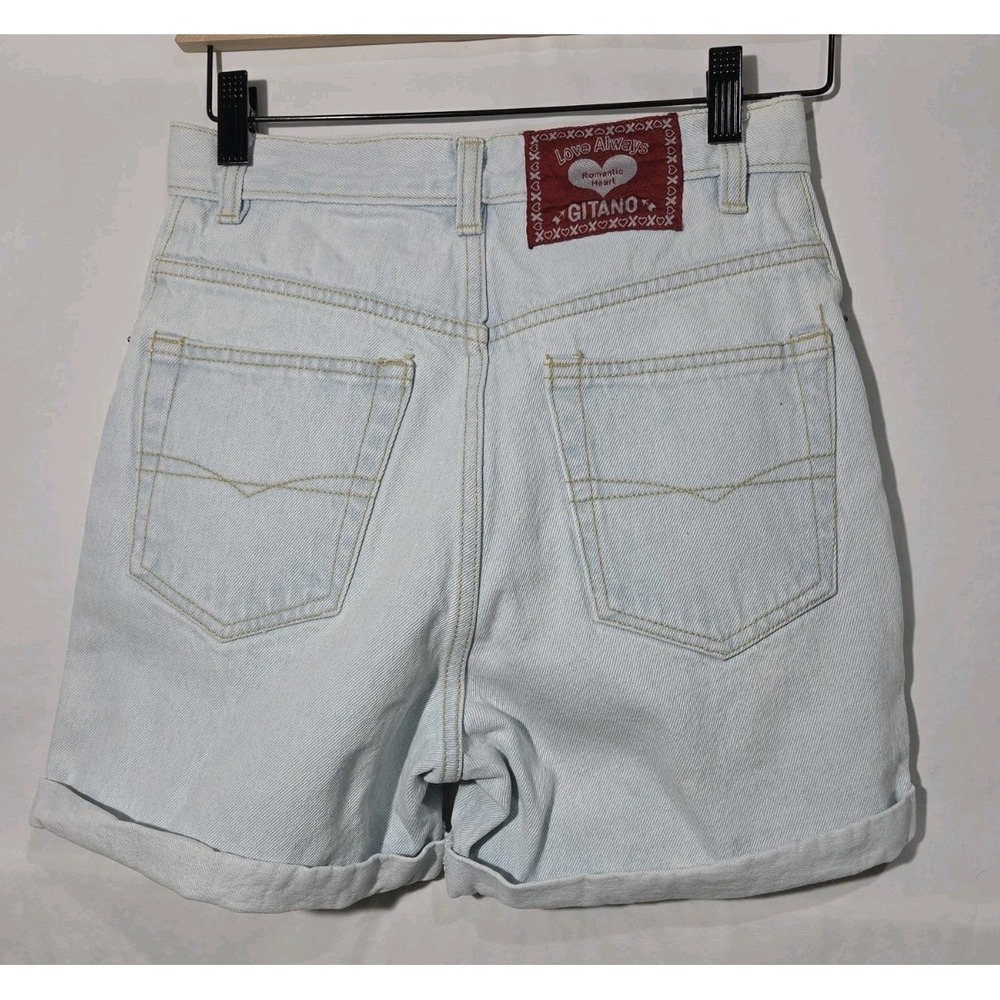 Y2K Gitano Love Always High Waisted Denim Shorts Light Wash Blue Mom Shorts 7/8